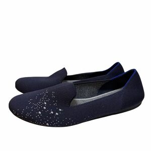 Rothys Pisces Zodiac Slip On Ballet Flats Womens US 8 Navy Knit Washable Loafers